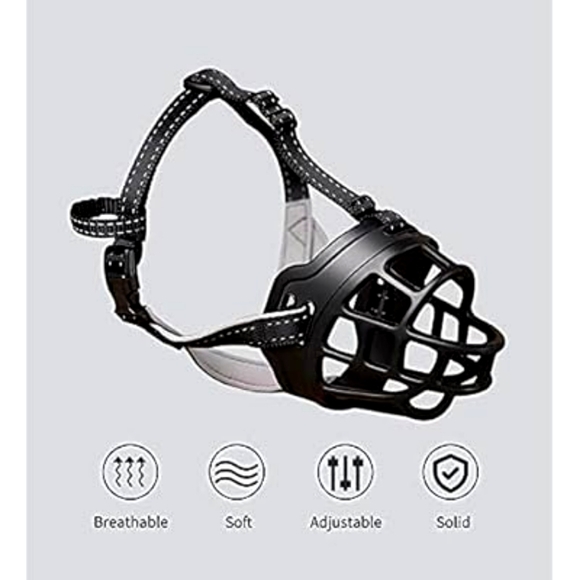 Barkless Soft Basket Silicone Muzzle for Dogs - black, size 1 (Snout 7 - 8 in.) - Picture 6 of 7